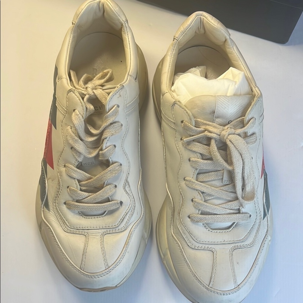 Gucci Cream and Red Rhyton Sneakers men size 6, fits women size 10 - Picture 4 of 12